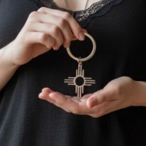 Zia Symbol Stainless Steel Keyring Keychain